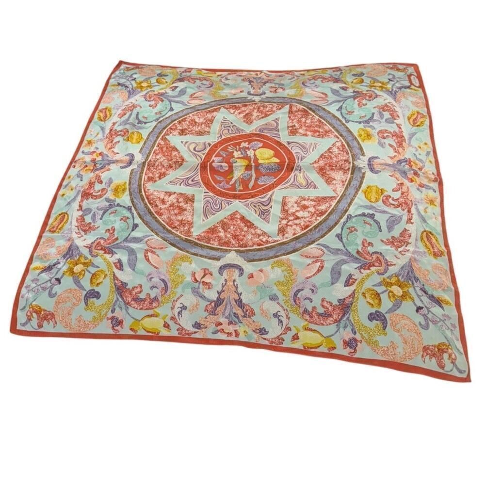 VTG Diane von Furstenberg Silk Floral Bird Scarf Multicolor